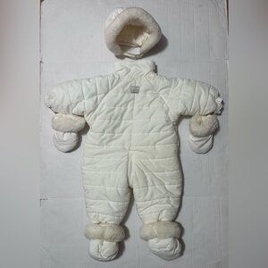 Absorba Ivory Snow Suit detachable gloves feet 6 Months